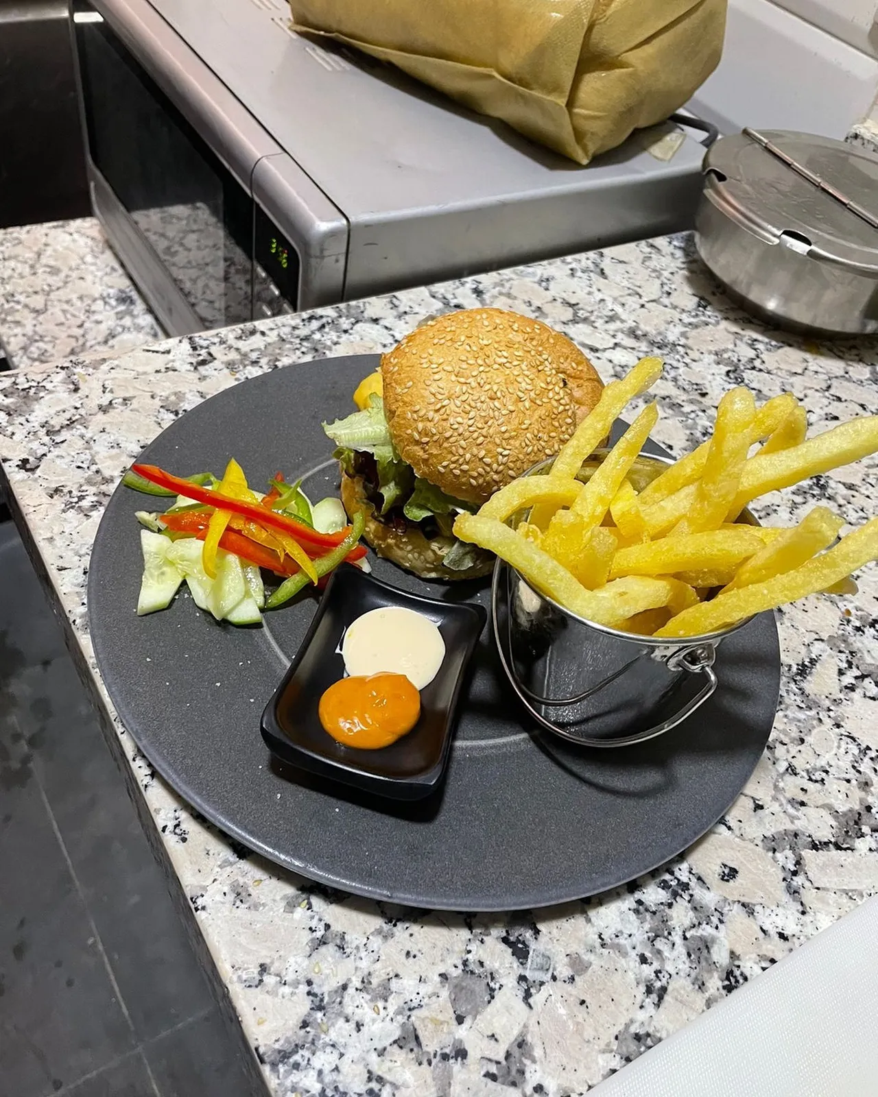 Burger and fries